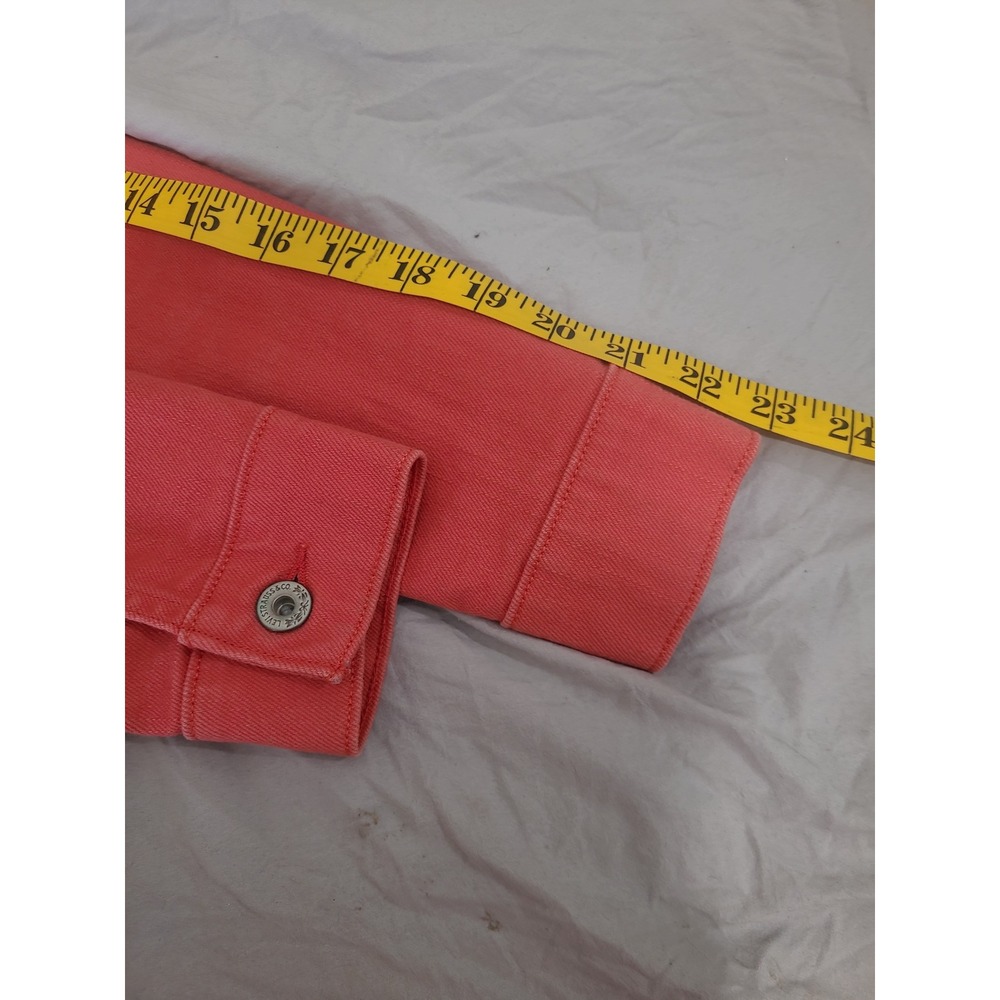Levi Women SZ  XS Faded Red Trucker Jean Jacket Boho Cowgirl Coastal‎ Casual - Picture 11 of 12